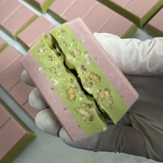 White Chocolate 37% with Raspberry & Matcha Crunch
